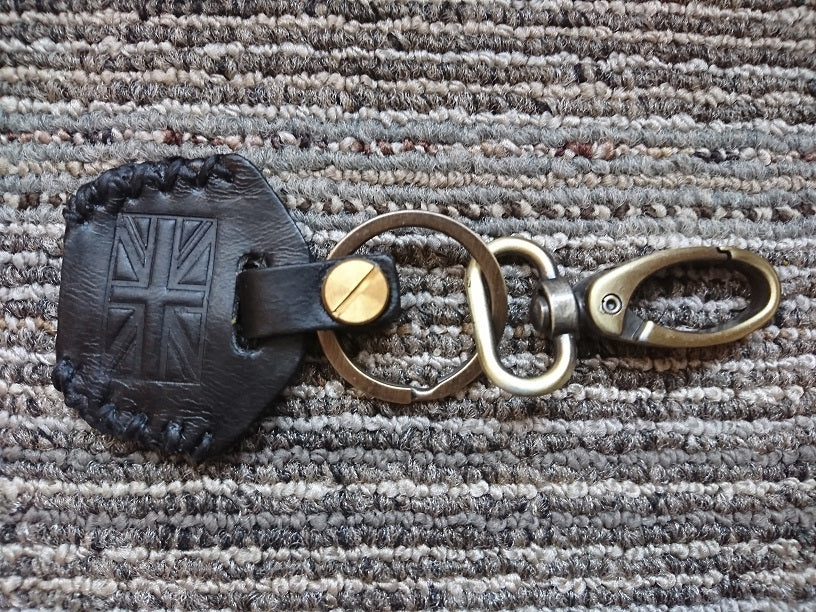 KB-KEYUJ - Leather Key Chain w/ Union Jack – Moto Kustoms