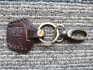 KB-KEYUJ - Leather Key Chain w/ Union Jack